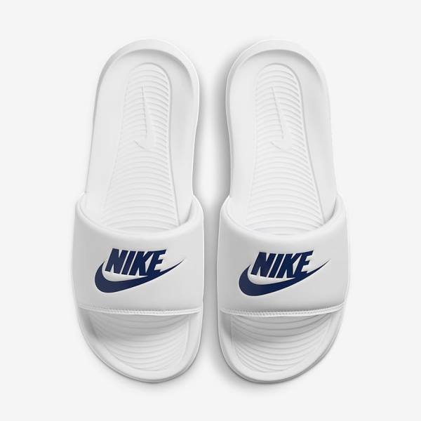 Men's Nike Victori One Slides White / Royal | NK862DZB