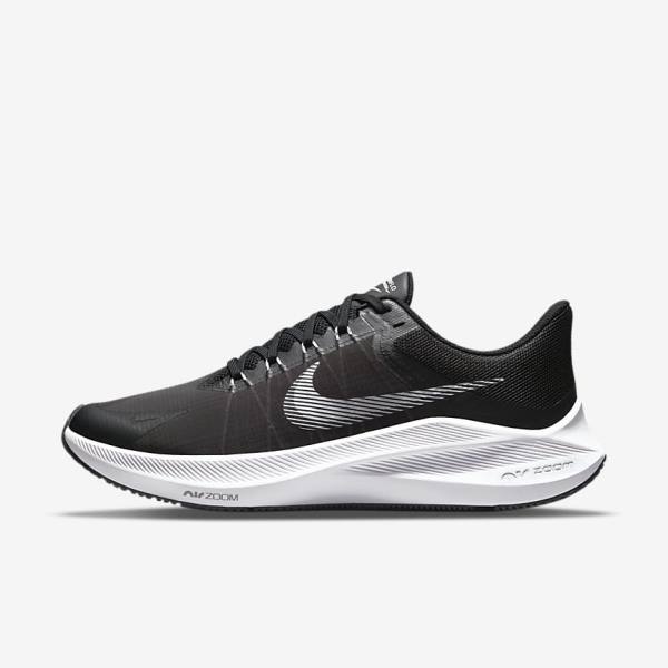 Men\'s Nike Winflo 8 Road Running Shoes Black / Dark Grey / White | NK839LQW