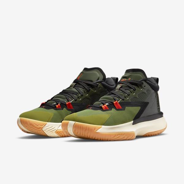 Men's Nike Zion 1 Basketball Shoes Dark Grey Green / Black | NK527TAN