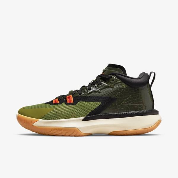 Men\'s Nike Zion 1 Basketball Shoes Dark Grey Green / Black | NK527TAN