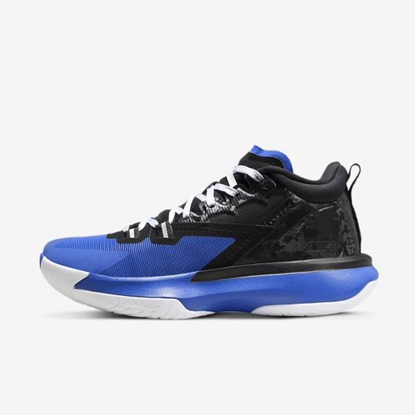 Men\'s Nike Zion 1 Jordan Shoes Black / Royal / White | NK614OZS