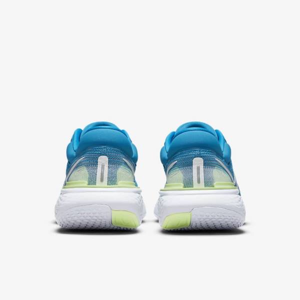 Men's Nike ZoomX Invincible Run Flyknit Road Running Shoes Blue / Light Green / Grey / White | NK874JFW