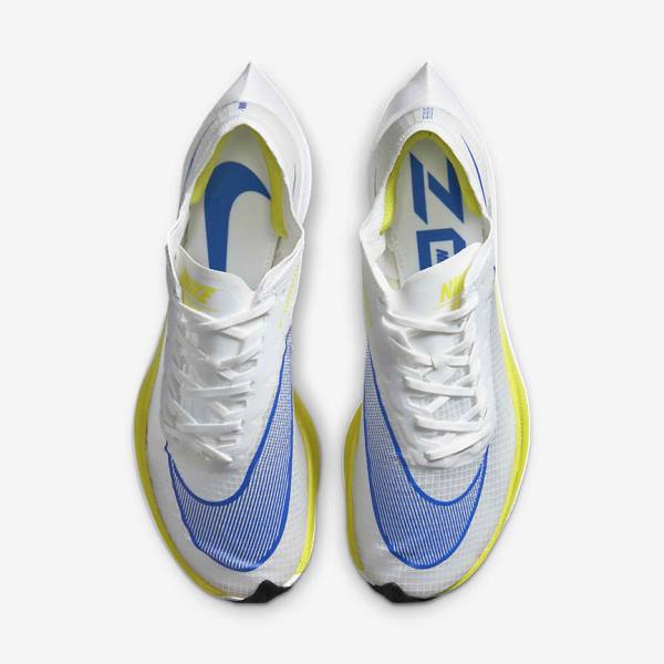 Men's Nike ZoomX Vaporfly NEXT% Road Racing Running Shoes White / Black / Blue | NK638ONU