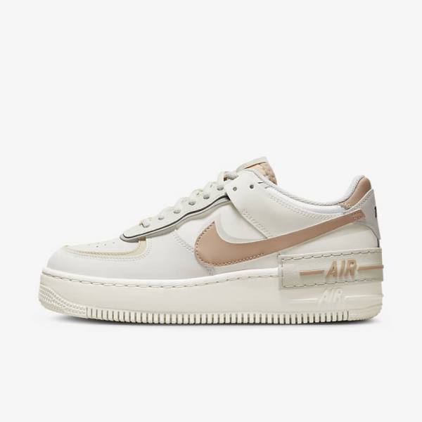 Women\'s Nike Air Force 1 Shadow Sneakers Khaki / Light Beige | NK648DKY