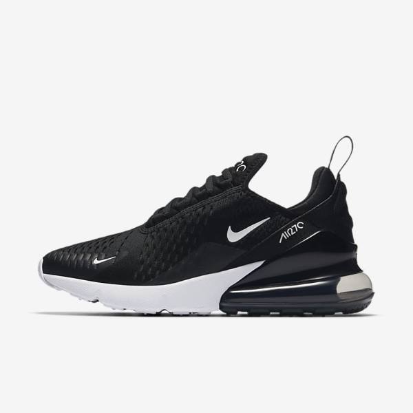 Women\'s Nike Air Max 270 Sneakers Black / White / Dark Grey | NK164IZR