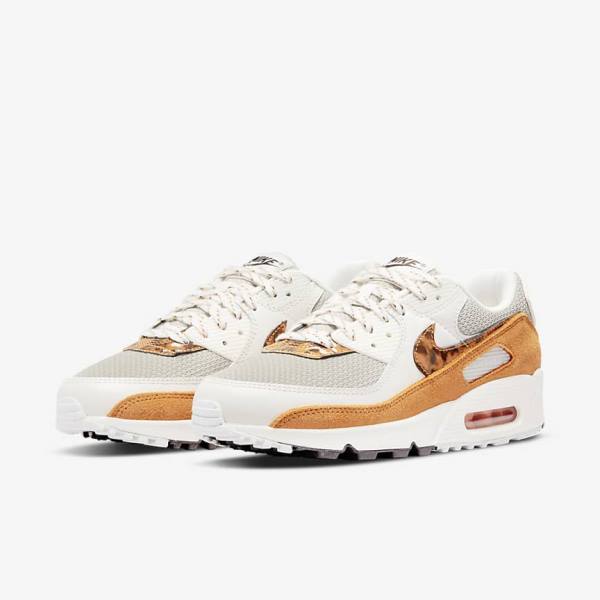 Women's Nike Air Max 90 Sneakers Brown / Light Beige / Yellow | NK409AJV