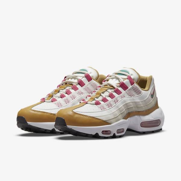 Women's Nike Air Max 95 Sneakers White / Brown / Green | NK850EUM