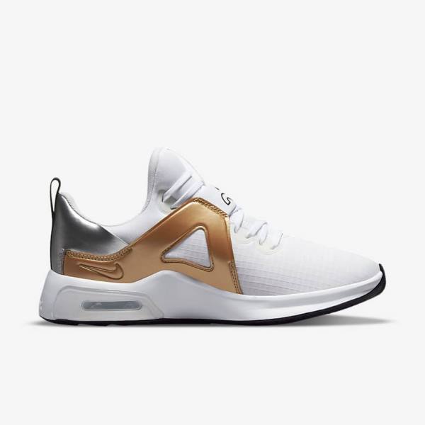 Women's Nike Air Max Bella TR 5 Training Shoes White / Metal Silver / Metal Gold / Black | NK574ALQ