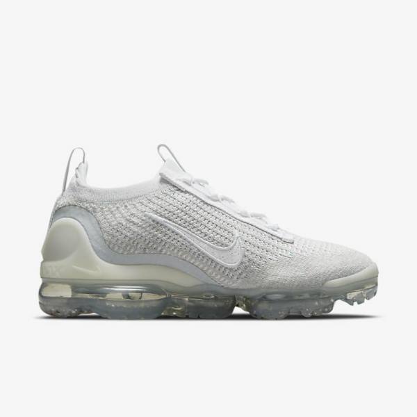 Women's Nike Air VaporMax 2021 FK Sneakers White / Platinum / Metal Silver / White | NK534ONB