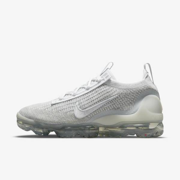 Women\'s Nike Air VaporMax 2021 FK Sneakers White / Platinum / Metal Silver / White | NK534ONB