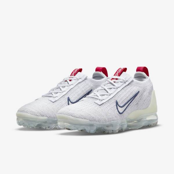 Women's Nike Air VaporMax 2021 Flyknit Sneakers Navy / White | NK693JEO