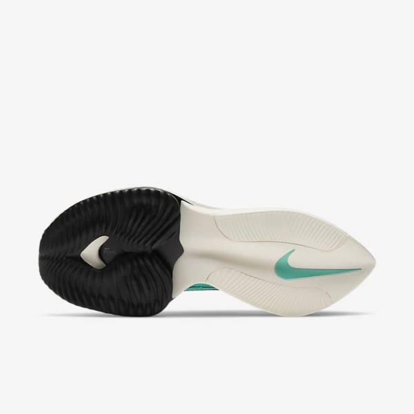 Women's Nike Air Zoom Alphafly NEXT% Flyknit Road Racing Running Shoes Turquoise / Black / Light Turquoise / White | NK148OMR