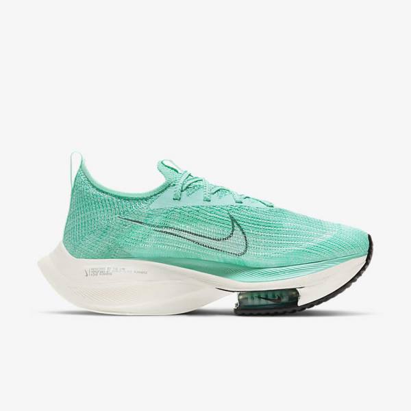 Women's Nike Air Zoom Alphafly NEXT% Flyknit Road Racing Running Shoes Turquoise / Black / Light Turquoise / White | NK148OMR