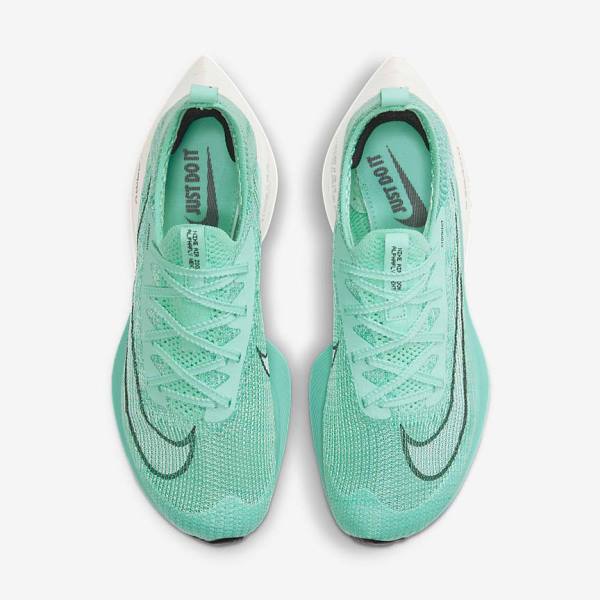 Women's Nike Air Zoom Alphafly NEXT% Flyknit Road Racing Running Shoes Turquoise / Black / Light Turquoise / White | NK148OMR