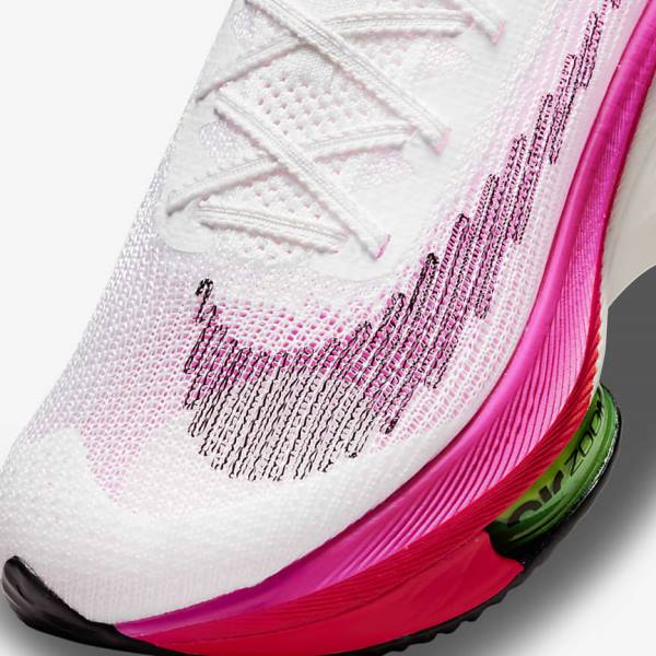 Women's Nike Air Zoom Alphafly NEXT% Flyknit Road Racing Running Shoes White / Black / Black | NK149JXH