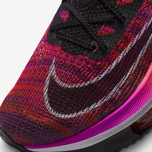 Women's Nike Air Zoom Alphafly NEXT% Flyknit Road Racing Running Shoes Purple / Red / Black / Black | NK937BVO