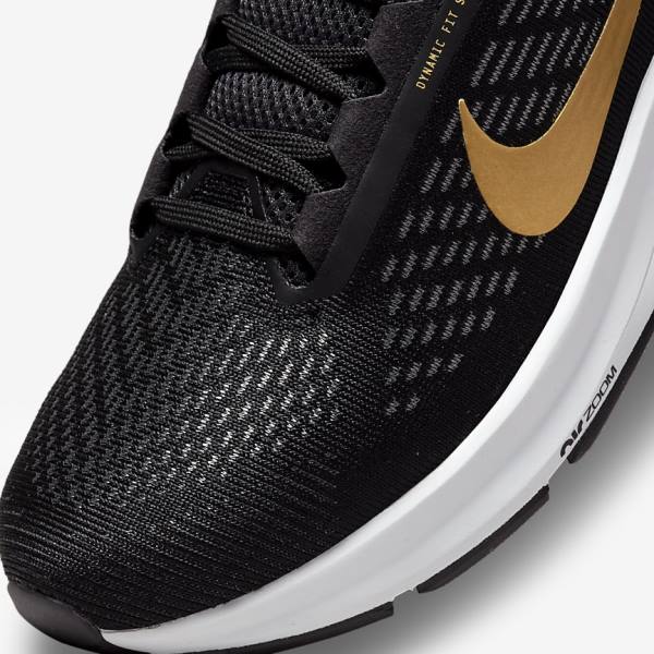 Women's Nike Air Zoom Structure 24 Road Running Shoes Black / Dark Grey / Metal Gold | NK084BPX