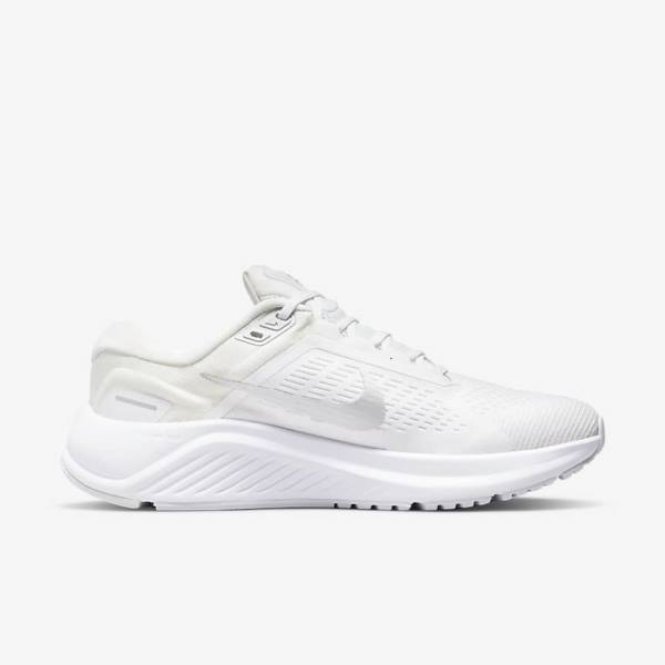 Women's Nike Air Zoom Structure 24 Road Running Shoes White / Platinum / Platinum / Metal Silver | NK697RLV