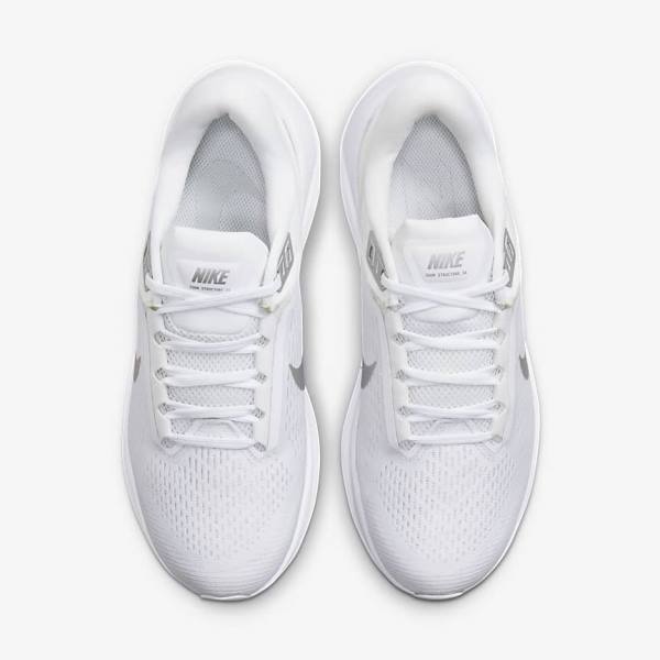 Women's Nike Air Zoom Structure 24 Road Running Shoes White / Platinum / Platinum / Metal Silver | NK697RLV