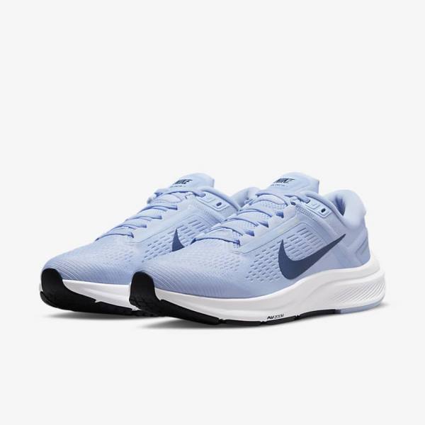 Women's Nike Air Zoom Structure 24 Road Running Shoes Light Blue / White / Navy / Navy | NK812DQL