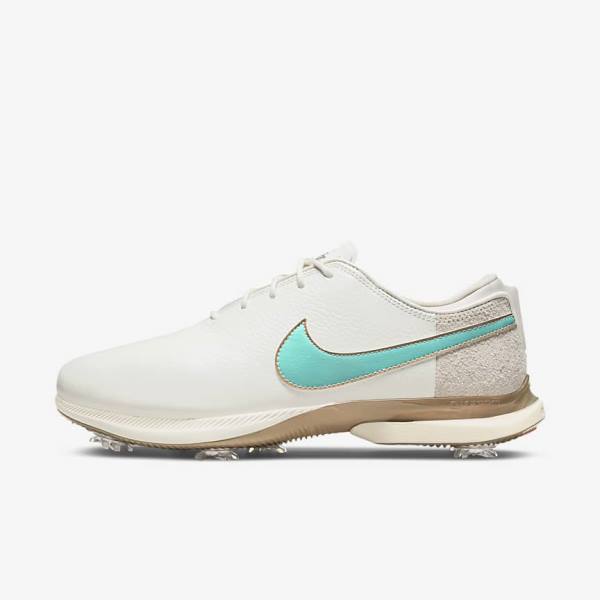 Women\'s Nike Air Zoom Victory Tour 2 Golf Shoes White / Light Brown / Turquoise | NK290BXW