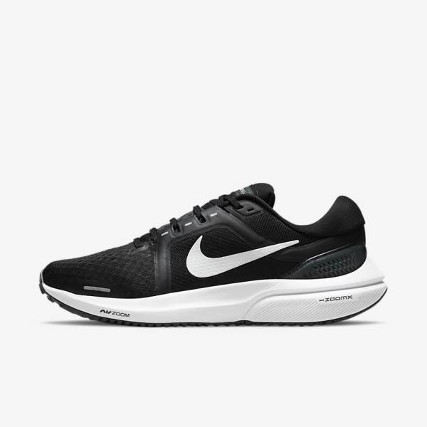 Women\'s Nike Air Zoom Vomero 16 Road Running Shoes Black / Dark Grey / White | NK450BIA