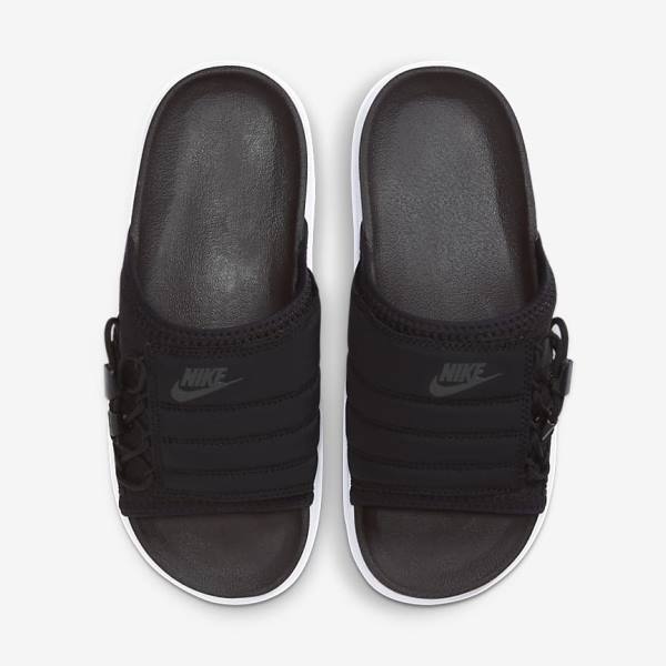 Women's Nike Asuna Slides Black / White / Dark Grey | NK481AWH