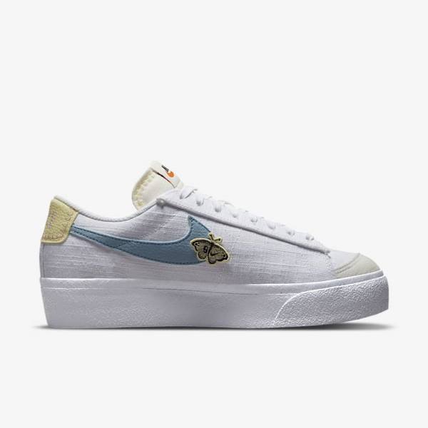 Women's Nike Blazer Low Platform Next Nature Sneakers White / Pink / White / Blue | NK108GSR