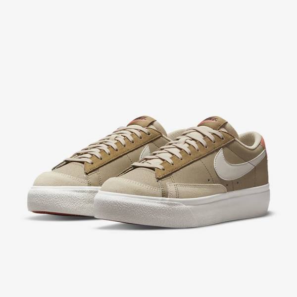 Women's Nike Blazer Low Platform SP Sneakers Khaki / Light Beige | NK784QJS