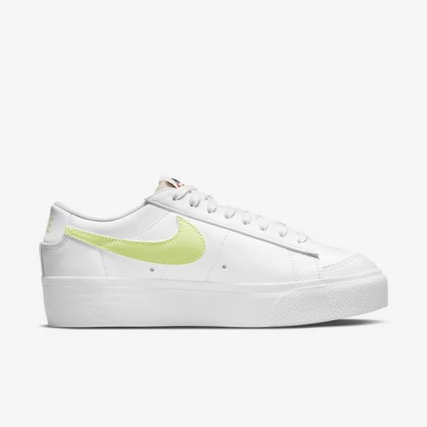 Women's Nike Blazer Low Platform Sneakers White / Black / Light Lemon | NK204LXV