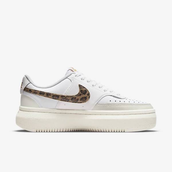 Women's Nike Court Vision Alta Sneakers White / Light Beige / Brown | NK872CVY