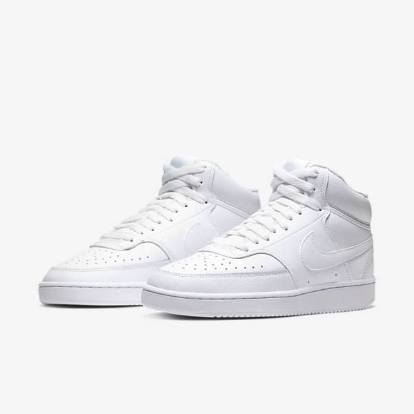 Women's Nike Court Vision Mid Sneakers White | NK172TPU