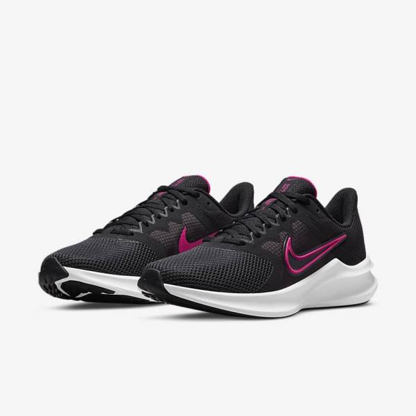 Women's Nike Downshifter 11 Road Running Shoes Black / Dark Grey / White | NK672DTY