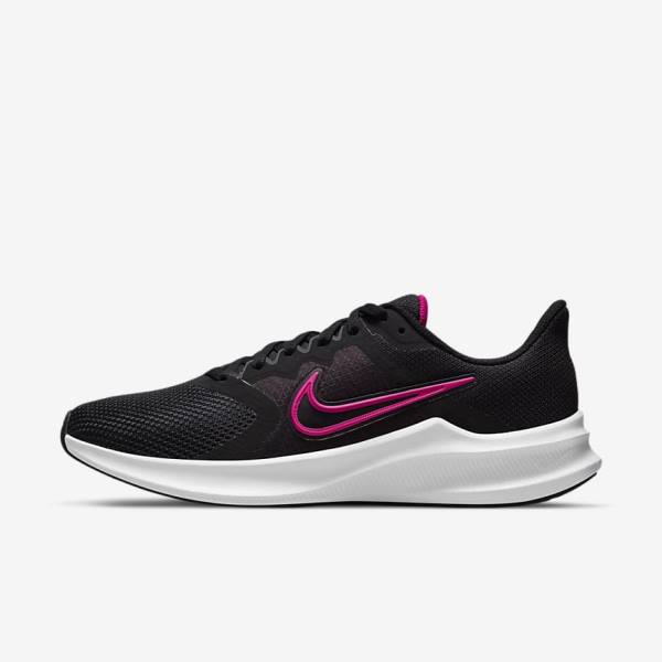 Women\'s Nike Downshifter 11 Road Running Shoes Black / Dark Grey / White | NK672DTY