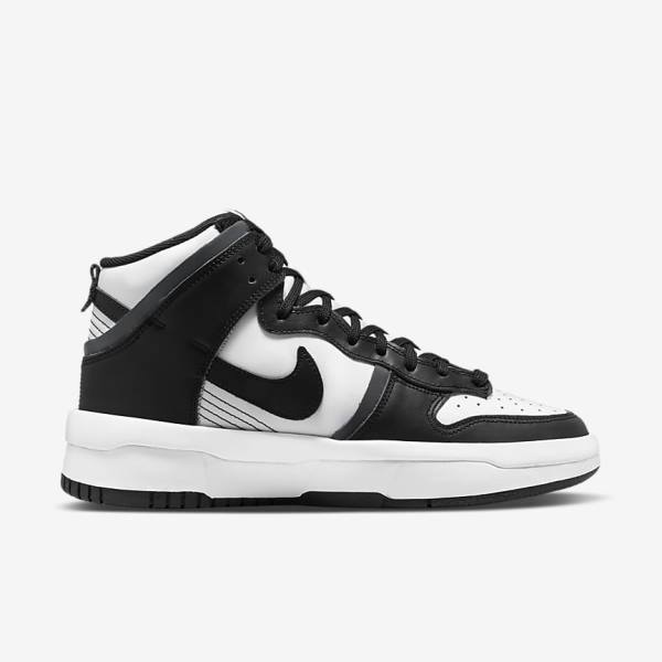 Women's Nike Dunk High Up Sneakers White / Dark Grey / Black | NK095VAZ