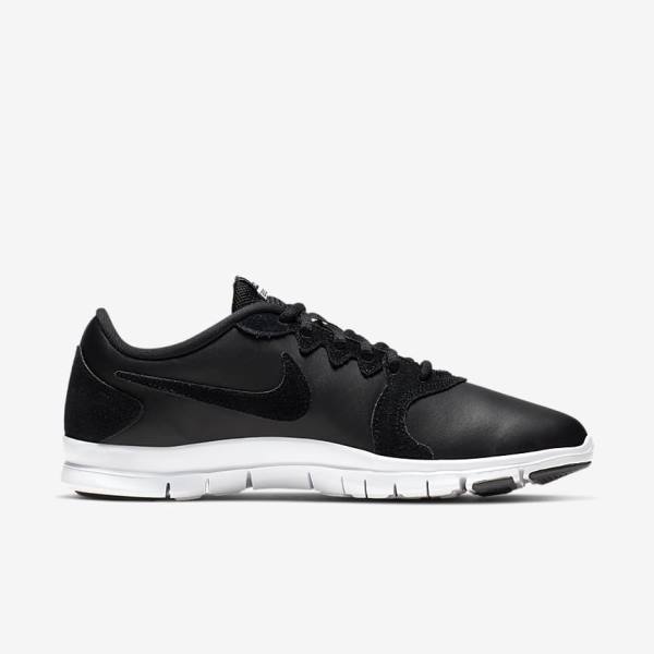 Women's Nike Flex Essential TR Leather Training Shoes Black / White / Light Red / Black | NK021TDZ