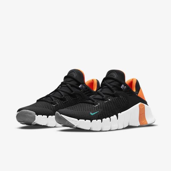 Women's Nike Free Metcon 4 Training Shoes Black / Orange / White / Turquoise | NK738TXZ