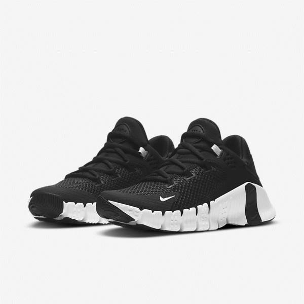 Women's Nike Free Metcon 4 Training Shoes Black / White | NK984MFR