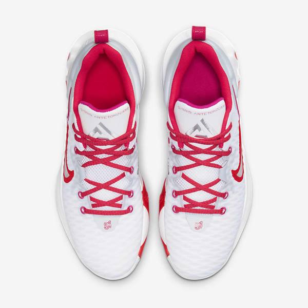 Women's Nike Giannis Immortality Basketball Shoes White / Pink / Platinum / Red | NK216SQG