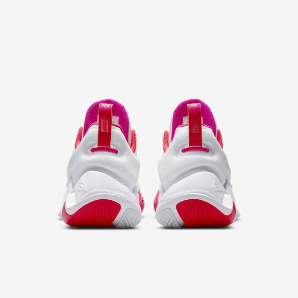 Women's Nike Giannis Immortality Basketball Shoes White / Pink / Platinum / Red | NK216SQG