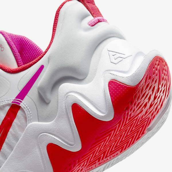 Women's Nike Giannis Immortality Basketball Shoes White / Pink / Platinum / Red | NK216SQG