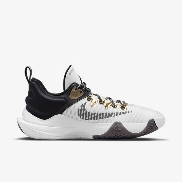 Women's Nike Giannis Immortality Basketball Shoes White / Black / Metal Gold | NK501XHR