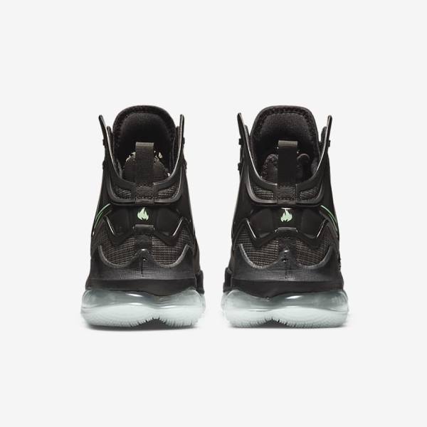 Women's Nike LeBron 19 Basketball Shoes Black / Dark Grey / Green | NK109ODU