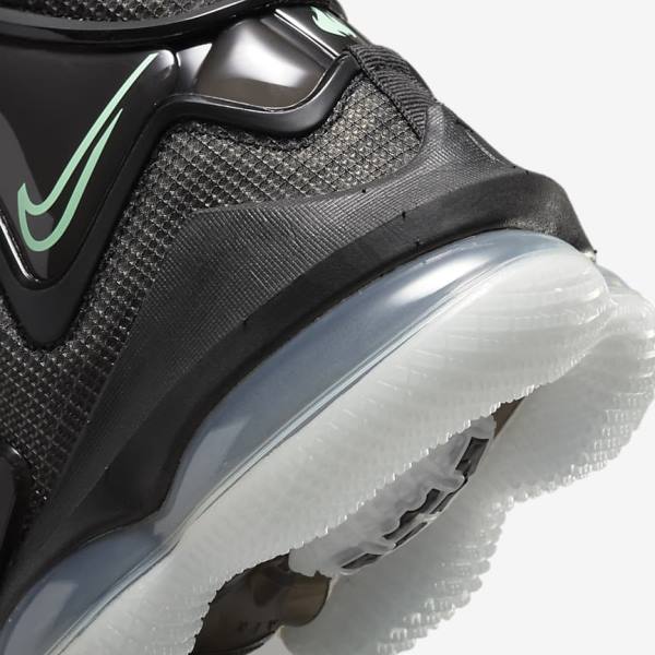 Women's Nike LeBron 19 Basketball Shoes Black / Dark Grey / Green | NK109ODU