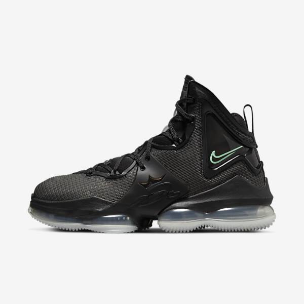 Women\'s Nike LeBron 19 Basketball Shoes Black / Dark Grey / Green | NK109ODU