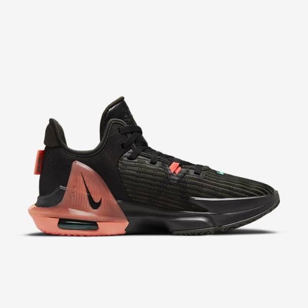 Women's Nike LeBron Witness 6 Basketball Shoes Black / Red / Metal Silver | NK946ADI