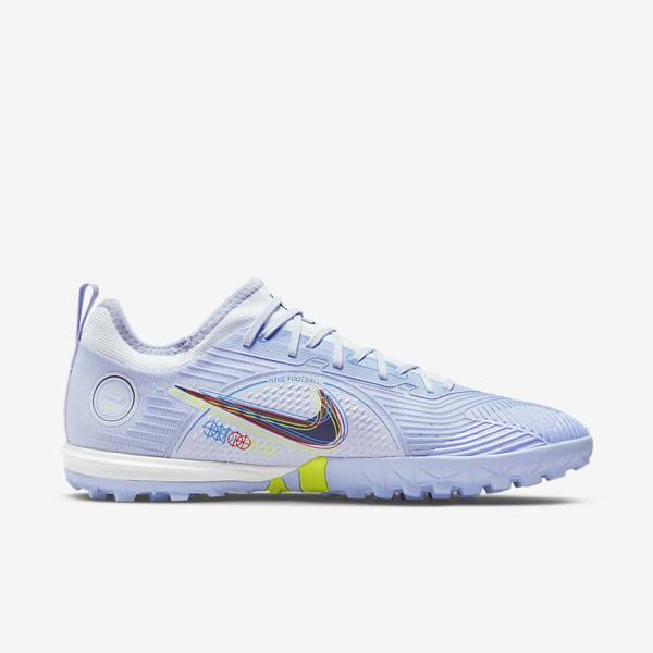 Women's Nike Mercurial Air Zoom Vapor 14 Pro TF Turf Football Shoes Grey / Light Blue / Blue | NK025CXW