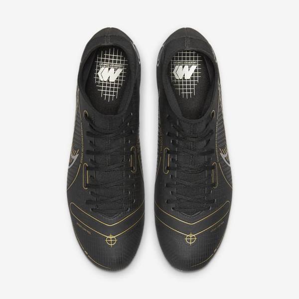 Women's Nike Mercurial Superfly 8 Academy SG-PRO Anti-Clog Traction Soft-Grounds Football Shoes Black / Metal Silver / Grey / Metal Gold | NK310COH