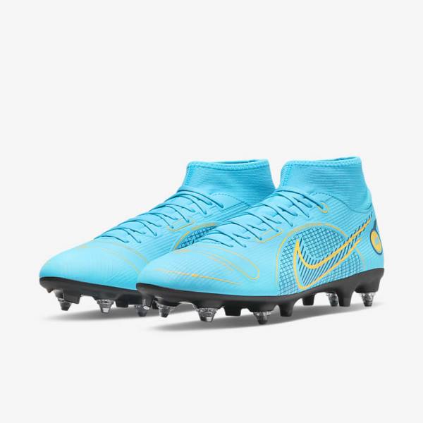 Women's Nike Mercurial Superfly 8 Academy SG-PRO Anti-Clog Traction Soft-Grounds Football Shoes Blue / Orange | NK752VOK