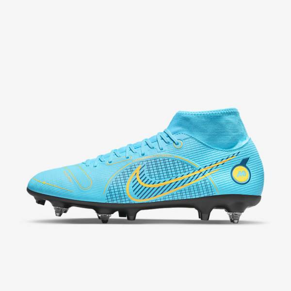 Women\'s Nike Mercurial Superfly 8 Academy SG-PRO Anti-Clog Traction Soft-Grounds Football Shoes Blue / Orange | NK752VOK